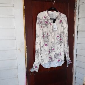 Reiss Cream and Pink Orchard Floral Blouse